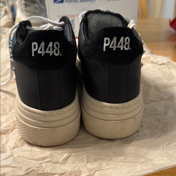 P448 Black and White Sneakers with Metallic Accents - Picture 3 of 5